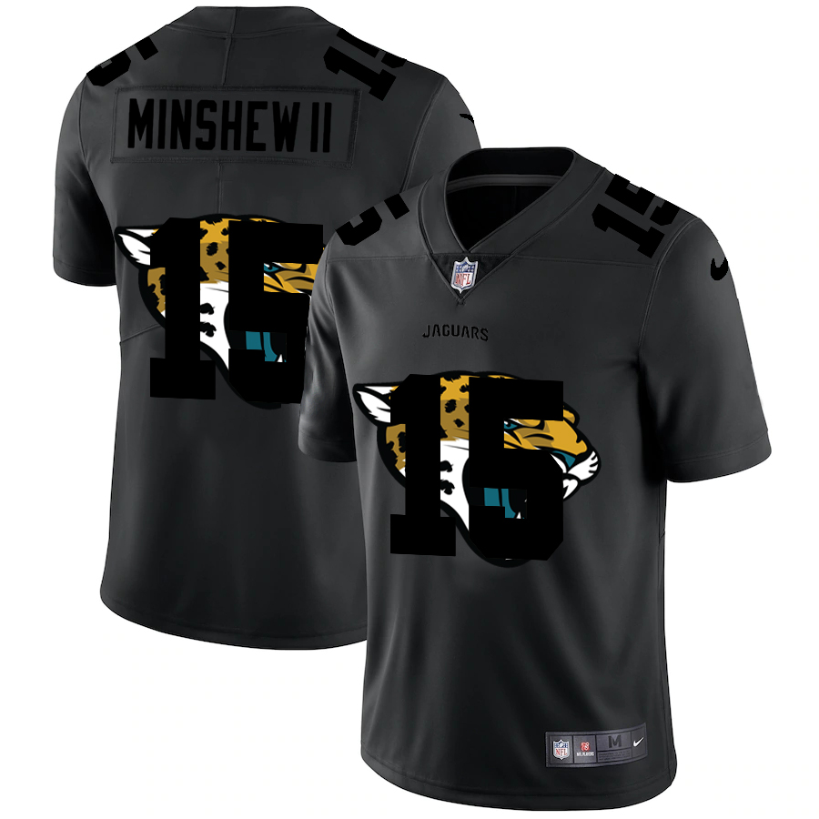 Men Nike Jacksonville Jaguars 15 Gardner Minshew II Team Logo Dual Overlap Limited NFL Jersey Black